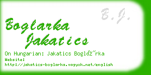 boglarka jakatics business card